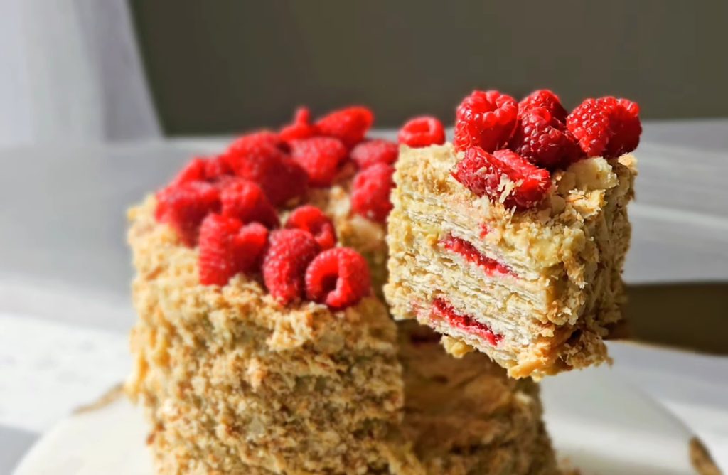 Russian napoleon cake with Dubai cream