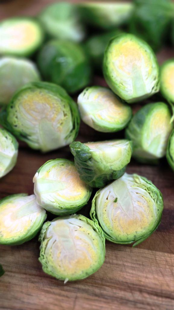cut in half brussels sprouts