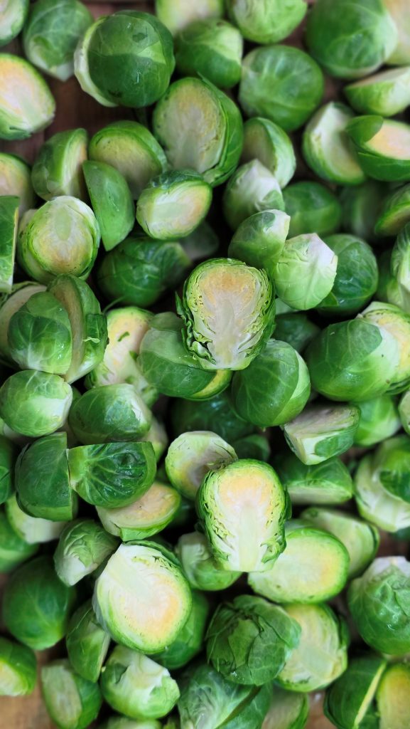 cut in half brussels sprouts