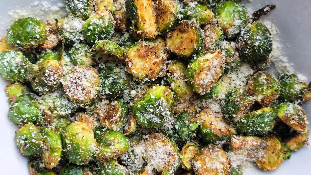 Air Fryer Brussels Sprouts with Parmesan  (Easy & Quick)