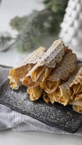 Crispy Waffle Tubes Filled with Creamy Dulce de Leche