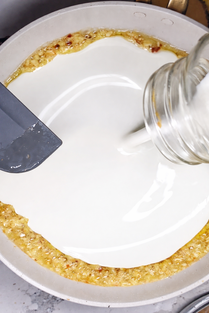 creamy sauce in a pan 