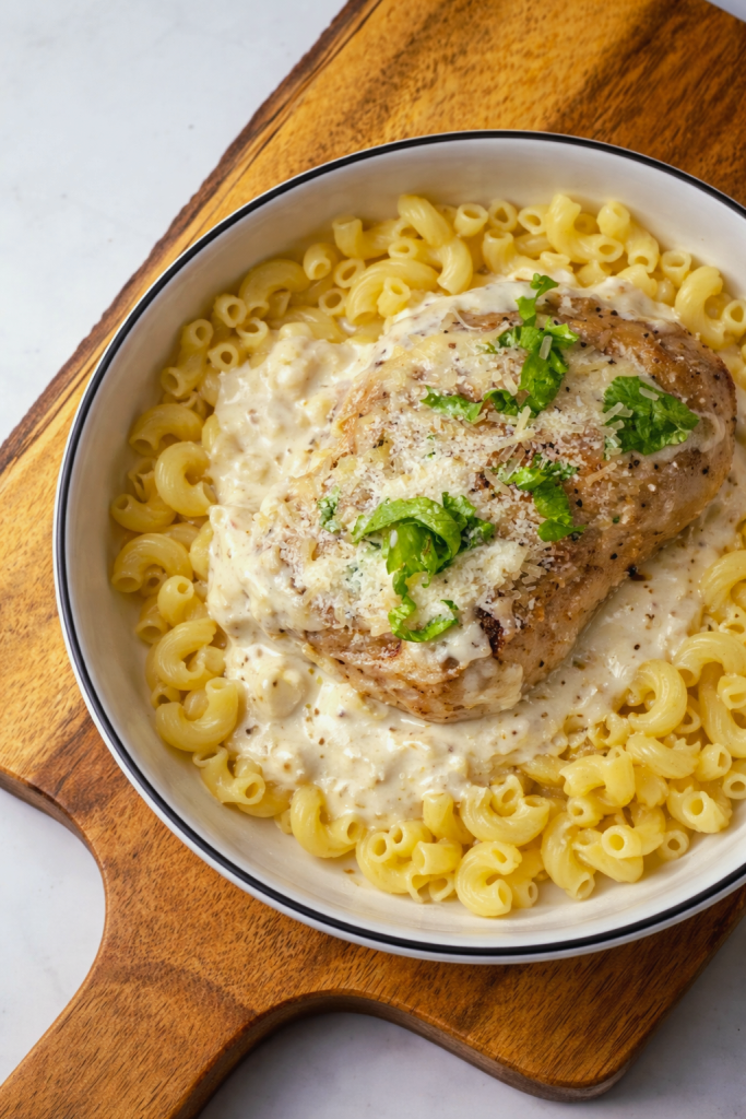  Creamy Garlic Parmesan Chicken Thighs with pasta 