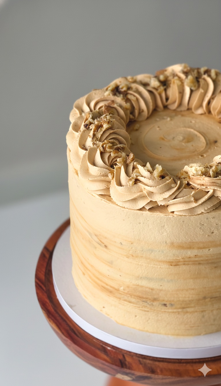 Caramel Sponge Cake with Dulce de Leche Cream and Walnuts