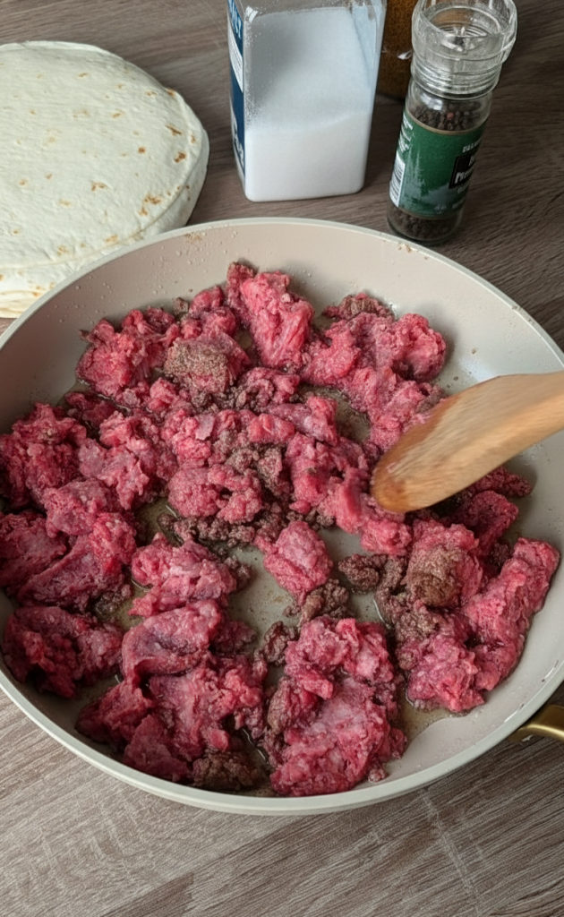 Quick and easy ground beef in one skillet.
