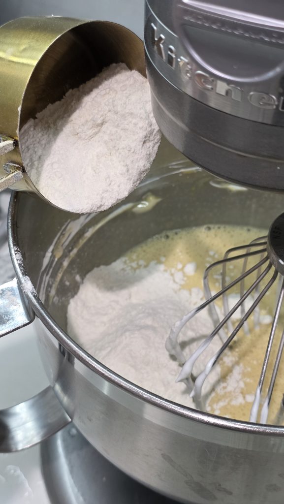 Add the dry ingredients to the yolk mixture 