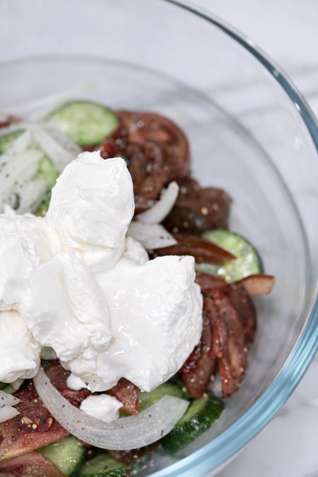   Cucumber Tomato Salad with Sour Cream