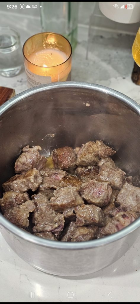Transfer the browned beef directly into your clean pressure cooker.