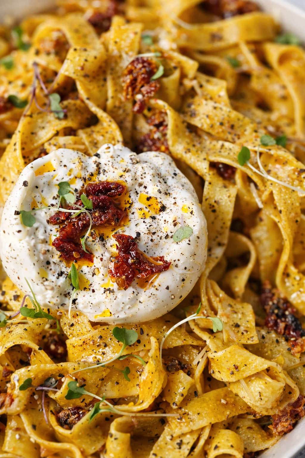 Creamy Sun-Dried Tomato Pasta with Burrata cheese