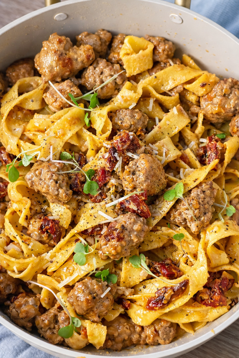 Creamy Sun-Dried Tomato Pasta with Italian Sausage