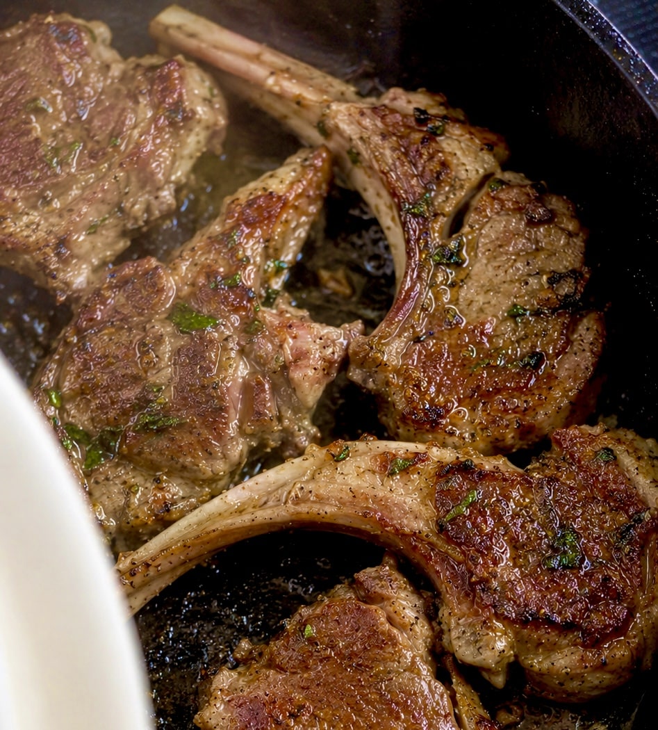 Juicy Cast Iron Lamb Ribs with Fresh Mint