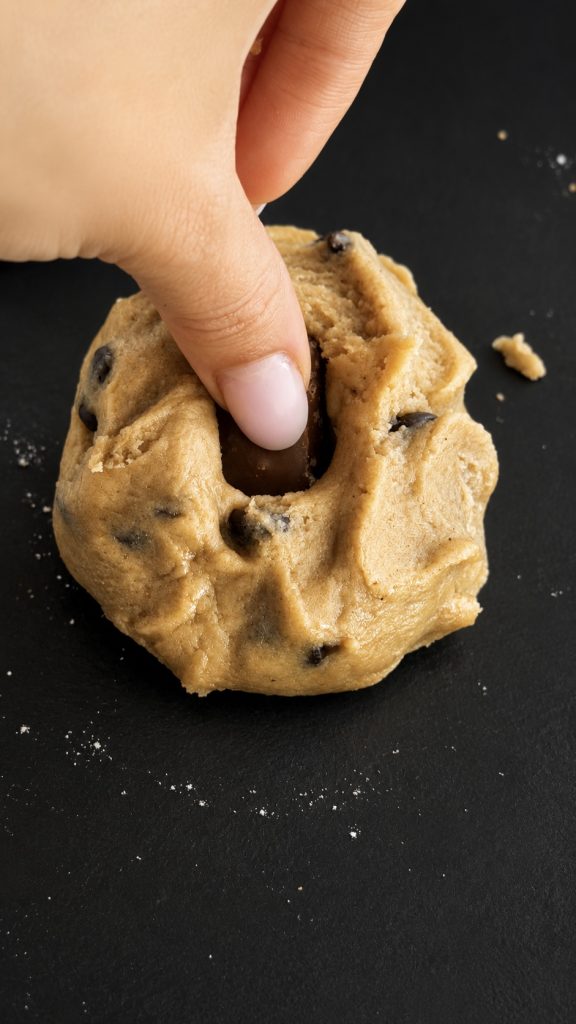 crisp golden edges, a soft and gooey center, pools of melted chocolate, and a hidden salted caramel surprise inside