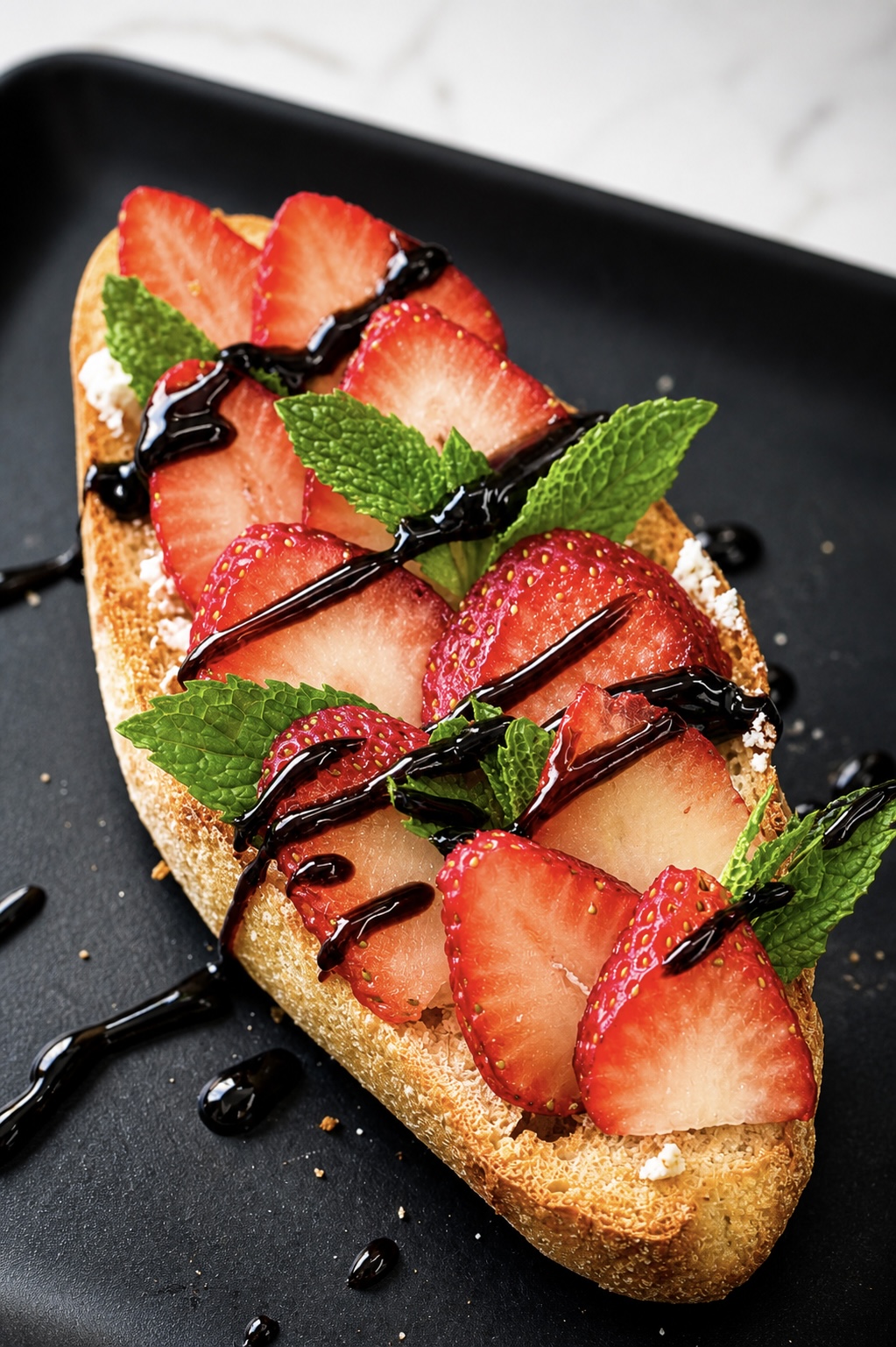Strawberry Goat Cheese Toast (bruschetta) with Balsamic Glaz