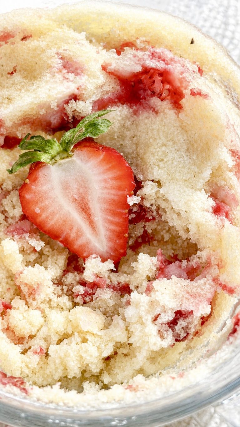 5-Minute Strawberry Mug Cake, even kids can easily do it!