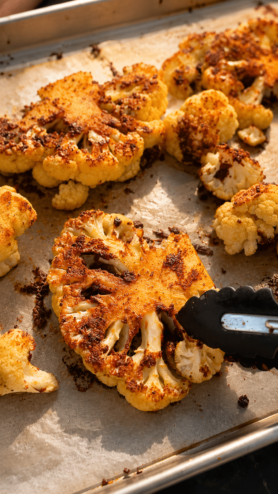 Crispy Oven Roasted Cauliflower Steaks with Creamy Garlic Parmesan Sauce