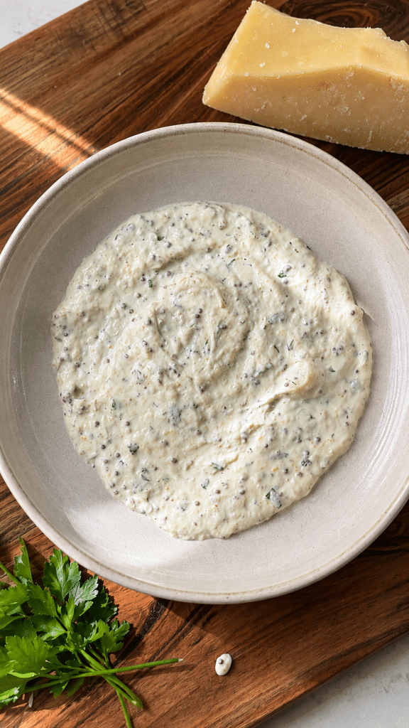 creamy garlic parmesan sauce for roasted cauliflowers 